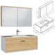 RUBITE 100 cm meuble salle de bain chêne tiroir 1 vasque + miroir armoire