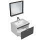 RUBITE 60 cm meuble salle de bain tiroir anthracite 1 vasque + miroir cadre