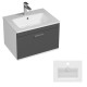 RUBITE 60 cm meuble salle de bain tiroir anthracite 1 vasque + miroir cadre