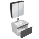 RUBITE 60 cm meuble salle de bain tiroir anthracite 1 vasque + miroir armoire