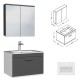RUBITE 60 cm meuble salle de bain tiroir anthracite 1 vasque + miroir armoire