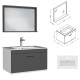 RUBITE 70 cm meuble salle de bain tiroir anthracite 1 vasque + 1 miroir cadre