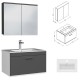 RUBITE 70 cm meuble salle de bain tiroir anthracite 1 vasque + 1 miroir armoire