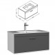 RUBITE 80 cm meuble salle de bain tiroir anthracite 1 vasque