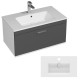 RUBITE 80 cm meuble salle de bain tiroir anthracite 1 vasque