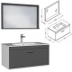 RUBITE 80 cm meuble salle de bain tiroir anthracite 1 vasque + 1 miroir cadre