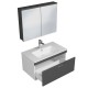 RUBITE 80 cm meuble salle de bain tiroir anthracite 1 vasque + 1 miroir armoire