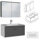 RUBITE 80 cm meuble salle de bain tiroir anthracite 1 vasque + 1 miroir armoire