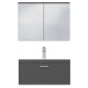 RUBITE 80 cm meuble salle de bain tiroir anthracite 1 vasque + 1 miroir armoire