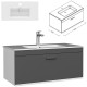 RUBITE 90 cm meuble salle de bain tiroir anthracite 1 vasque