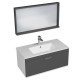 RUBITE 90 cm meuble salle de bain tiroir anthracite 1 vasque + 1 miroir cadre