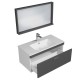 RUBITE 90 cm meuble salle de bain tiroir anthracite 1 vasque + 1 miroir cadre