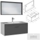 RUBITE 90 cm meuble salle de bain tiroir anthracite 1 vasque + 1 miroir cadre