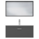 RUBITE 90 cm meuble salle de bain tiroir anthracite 1 vasque + 1 miroir cadre