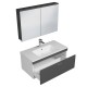 RUBITE 90 cm meuble salle de bain tiroir anthracite 1 vasque + 1 miroir armoire