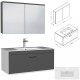 RUBITE 90 cm meuble salle de bain tiroir anthracite 1 vasque + 1 miroir armoire