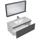 RUBITE 100 cm meuble salle de bain tiroir anthracite 1 vasque + 1 miroir cadre