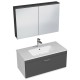 RUBITE 100 cm meuble salle de bain tiroir anthracite 1 vasque + 1 miroir armoire