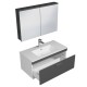 RUBITE 100 cm meuble salle de bain tiroir anthracite 1 vasque + 1 miroir armoire