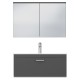 RUBITE 100 cm meuble salle de bain tiroir anthracite 1 vasque + 1 miroir armoire