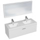 RUBITE 120 cm meuble salle de bain blanc double vasque 1 tiroir + 1 miroir cadre