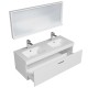 RUBITE 120 cm meuble salle de bain blanc double vasque 1 tiroir + 1 miroir cadre