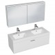 RUBITE 120 cm meuble salle de bain blanc double vasque 1 tiroir + 1 miroir armoire