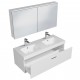 RUBITE 120 cm meuble salle de bain blanc double vasque 1 tiroir + 1 miroir armoire