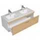 RUBITE 120 cm meuble salle de bain chêne double vasque 1 tiroir