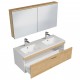 RUBITE 120 cm meuble salle de bain chêne double vasque 1 tiroir + miroir armoire
