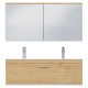 RUBITE 120 cm meuble salle de bain chêne double vasque 1 tiroir + miroir armoire