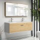 RUBITE 120 cm meuble salle de bain chêne double vasque 1 tiroir + miroir armoire