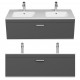 RUBITE 120 cm meuble salle de bain anthracite double vasque 1 tiroir