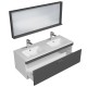 RUBITE 120 cm meuble salle de bain anthracite double vasque 1 tiroir + miroir cadre