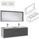 RUBITE 120 cm meuble salle de bain anthracite double vasque 1 tiroir + miroir cadre