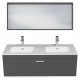 RUBITE 120 cm meuble salle de bain anthracite double vasque 1 tiroir + miroir cadre