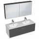 RUBITE 120 cm meuble salle de bain anthracite double vasque 1 tiroir + miroir armoire