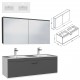 RUBITE 120 cm meuble salle de bain anthracite double vasque 1 tiroir + miroir armoire