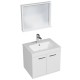 RUBITE 60 cm meuble salle de bain blanc simple vasque 2 portes + miroir cadre