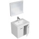 RUBITE 60 cm meuble salle de bain blanc simple vasque 2 portes + miroir cadre
