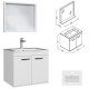 RUBITE 60 cm meuble salle de bain blanc simple vasque 2 portes + miroir cadre