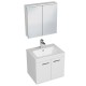 RUBITE 60 cm meuble salle de bain blanc simple vasque 2 portes + miroir armoire