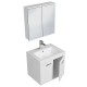 RUBITE 60 cm meuble salle de bain blanc simple vasque 2 portes + miroir armoire
