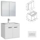 RUBITE 60 cm meuble salle de bain blanc simple vasque 2 portes + miroir armoire