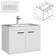 RUBITE 70 cm meuble salle de bain blanc simple vasque 2 portes