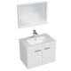 RUBITE 70 cm meuble salle de bain blanc simple vasque 2 portes + miroir cadre