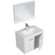 RUBITE 70 cm meuble salle de bain blanc simple vasque 2 portes + miroir cadre