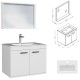 RUBITE 70 cm meuble salle de bain blanc simple vasque 2 portes + miroir cadre