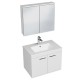 RUBITE 70 cm meuble salle de bain blanc simple vasque 2 portes + miroir armoire