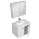 RUBITE 70 cm meuble salle de bain blanc simple vasque 2 portes + miroir armoire